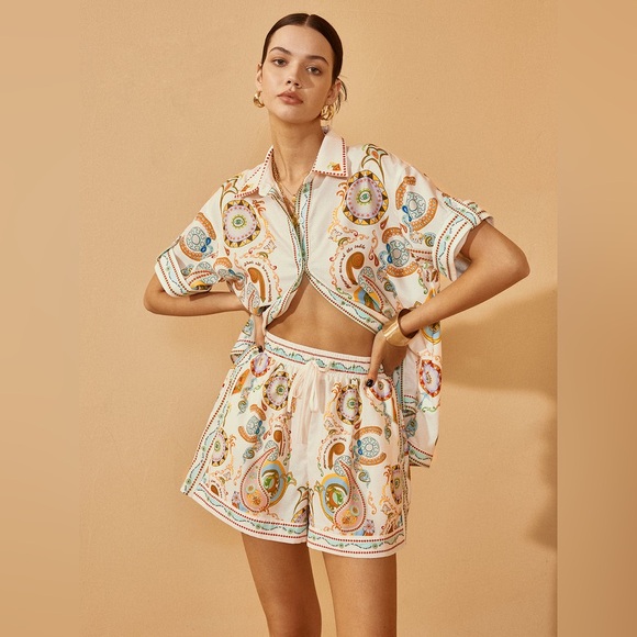 Commense resort wear Polo‎ Print Half Sleeve Shorts Set small - Picture 1 of 7